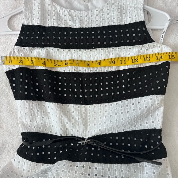 Calvin Klein Black and White Sleeveless A-Line Midi Dress - Picture 7 of 9